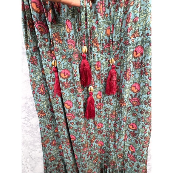Natural Life Havana Nights Floral Tassel Boho Tiered Maxi Dress Festival M - Picture 4 of 10